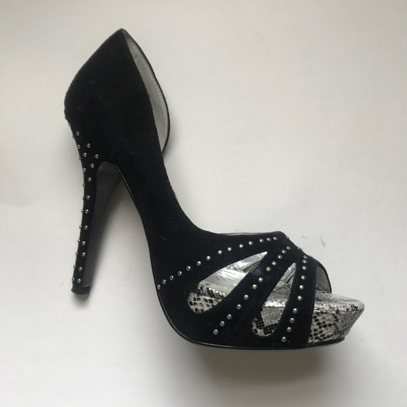 NWT Carlos Santana Naughty Monkey Fiesta Peep Toe Heels. Black. 8 1/2 Medium - Picture 4 of 7